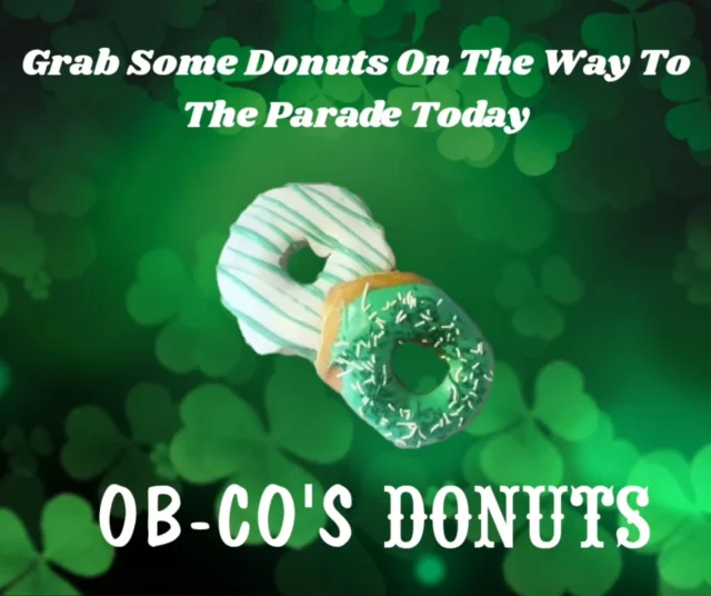 Swing by Ob-Co’s Donuts and grab a dozen on your way to the Seaside Heights St. Patrick's Day Parade! Perfect fuel for a day of celebrating! 🍩🍀🍩🍀🍩🍀